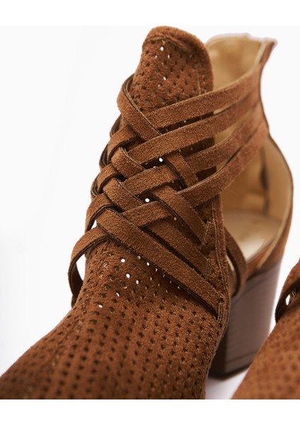 Kimia Taba Süet Fermuarlı Kalın Topuklu Kadın Western Yazlık Bot fırsatları