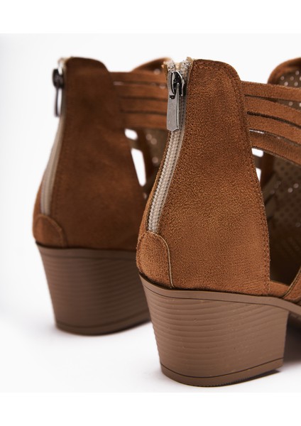Kimia Taba Süet Fermuarlı Kalın Topuklu Kadın Western Yazlık Bot indirimleri