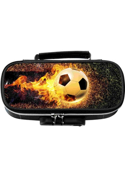 Alevli Futbol Topu Kilitlenebilir Büyük Boy Kalem Kutu