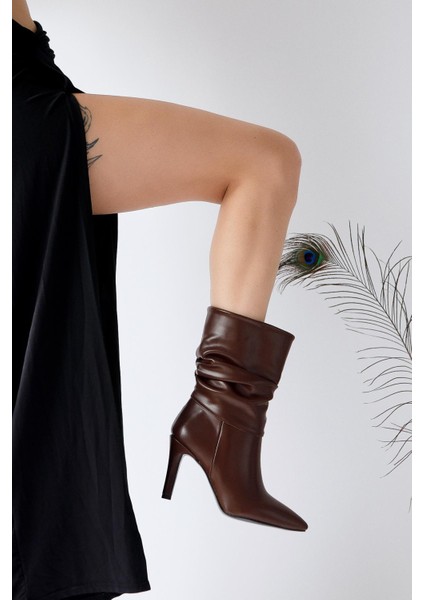 Wilma Kahve Körüklü Ince Topuklu Bot