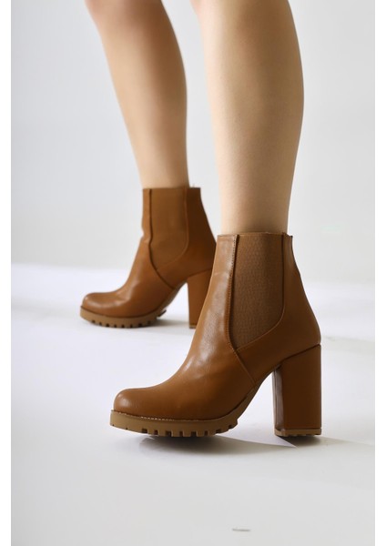 Dorsaf Taba Oval Burunlu Lastikli Topuklu Bot fiyatları