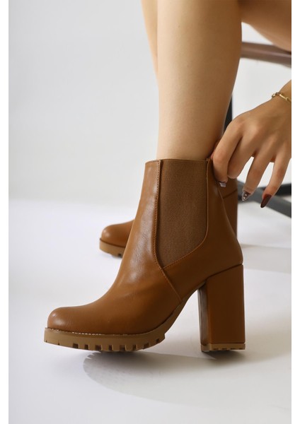 Dorsaf Taba Oval Burunlu Lastikli Topuklu Bot fırsatları