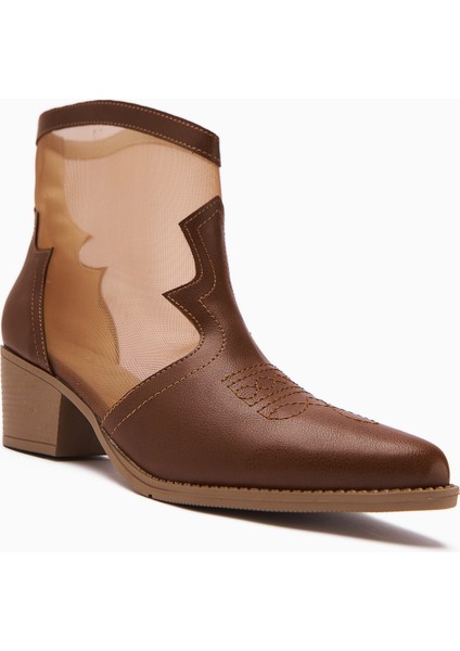 Sevala Taba Nakışlı Trasparan Detaylı Western Kadın Yazlık Bot