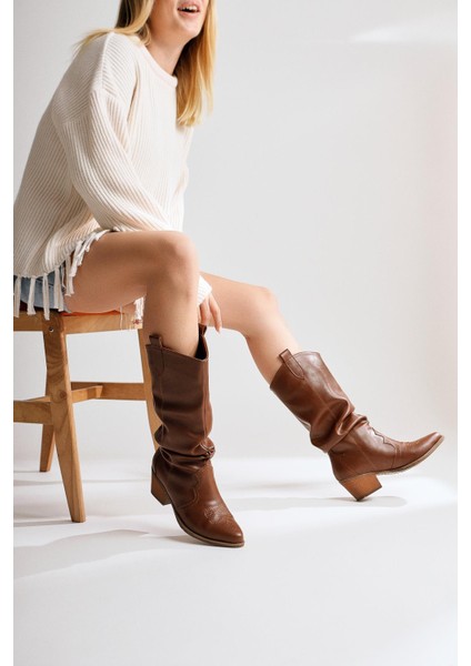 Lise-Britt Taba Körüklü Nakışlı Western Bot