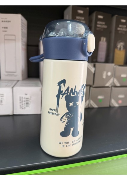 Paslanmaz Çelik Termos Su Şişesi 350ML Pipetli Krem Ithal Ürün fırsatları