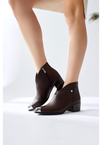 Jay Kahve Sivri Burunlu Metal Detaylı Bot indirimleri