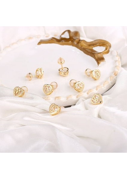 Laatikui Kalp Damızlık Küpe Kızlar Için 925 Ayar Gümüş Çıtçıt 14K Gerçek Altın Kaplama Küpe (Yurt Dışından) fırsatları