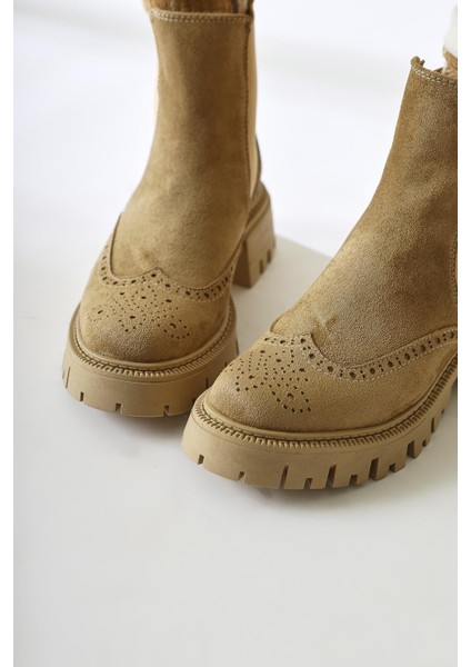 Leyah Nud Süet Lazer Kesim Detaylı Lastikli Bot fiyatları