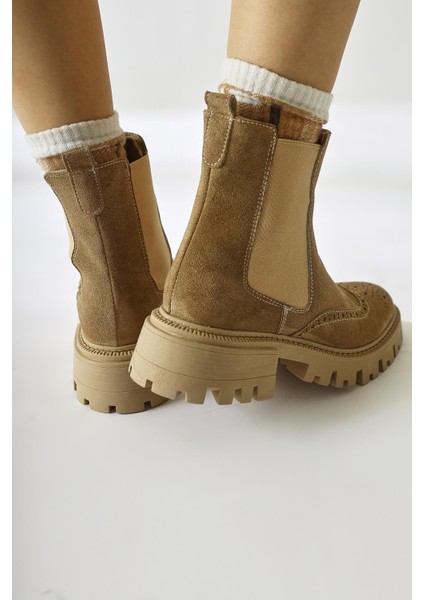 Leyah Nud Süet Lazer Kesim Detaylı Lastikli Bot modelleri