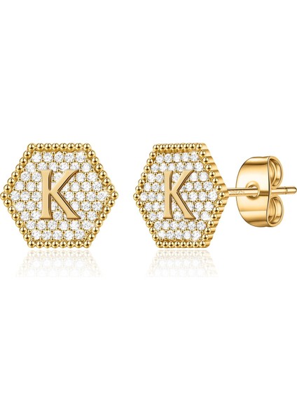 Laatikui Küpe Kız Çocuklar Için S925 Gümüş Post Altın Kaplama Mektup Küpe (Yurt Dışından)