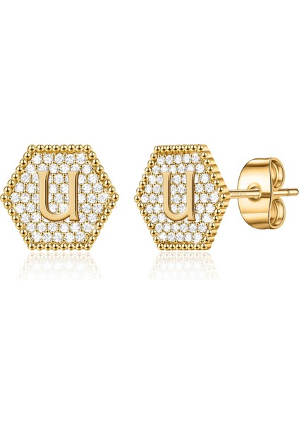 Laatikui Küpe Kız Çocuklar Için S925 Gümüş Post Altın Kaplama Mektup Küpe (Yurt Dışından)