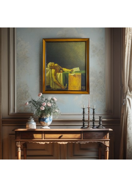 Jacques Louis David (Marat'ın Ölümü 1793) Çerçeveli Klasik Vintage Duvar Tablo