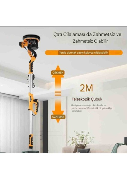 Elektrikli Alçıpan Zımpara Makinesi, 6 Değişken Hız, Uzatılabilir Saplı Duvar Tavan Zımpara Cihazı fırsatları