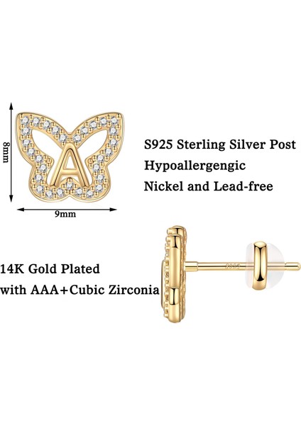 Laatikui Kelebek Küpe Kız 14K Altın Kaplama S925 Gümüş Küçük Kız Küpe (Yurt Dışından) fiyatları