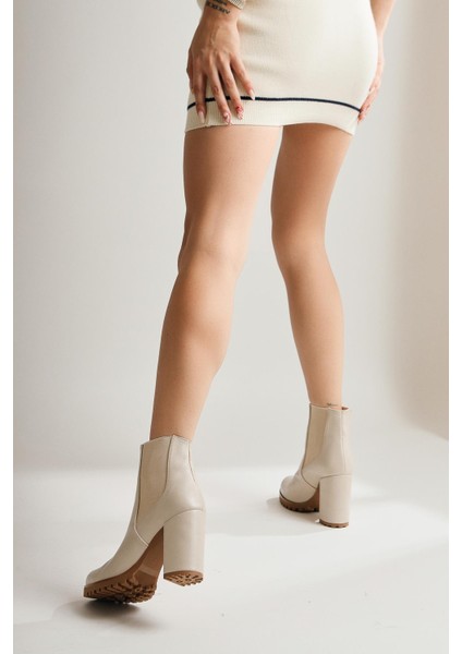 Dorsaf Bej Oval Burunlu Lastikli Topuklu Bot fırsatları