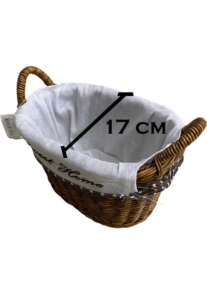 Kulplu Oval Kumaşlı Sepet Küçük Boy 21 x 15 x 17 cm modelleri