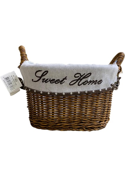 Kulplu Oval Kumaşlı Sepet Küçük Boy 21 x 15 x 17 cm fırsatları