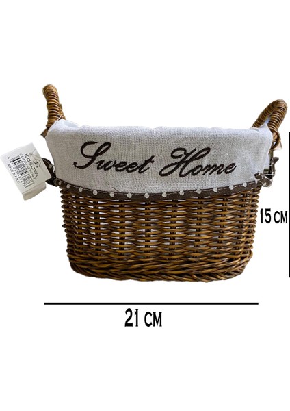 Kulplu Oval Kumaşlı Sepet Küçük Boy 21 x 15 x 17 cm indirimleri
