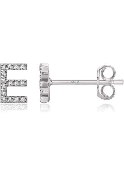 Laatikui Damızlık Küpe Kız Için 14K Gül Altın Kaplama S925 Gümüş Post Cz Alfabe Harf Damızlık Küpe (Yurt Dışından)