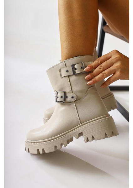 Veneta Krem Kemer Detaylı Bot