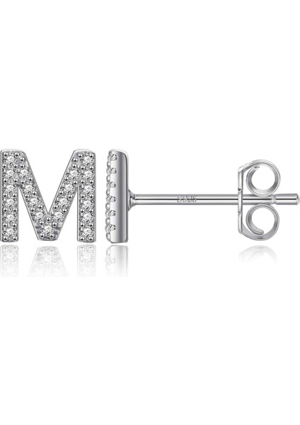 Laatikui Damızlık Küpe Kız Için 14K Gül Altın Kaplama S925 Gümüş Post Cz Alfabe Harf Damızlık Küpe (Yurt Dışından)