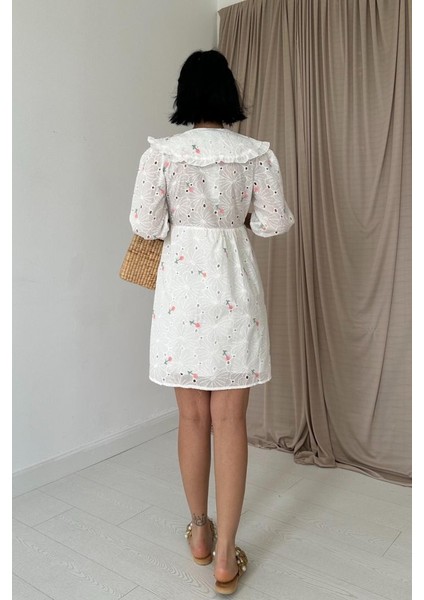 Pembe Bebe Yakalı Brode Elbise fırsatları