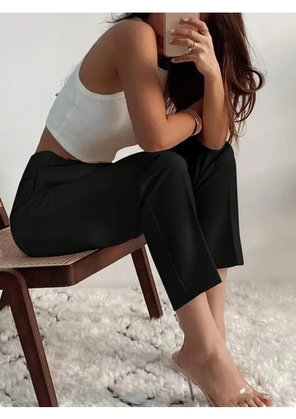 Kadın Yüksek Bel Önden Fermuarlı Ithal Krep Pantolon modelleri