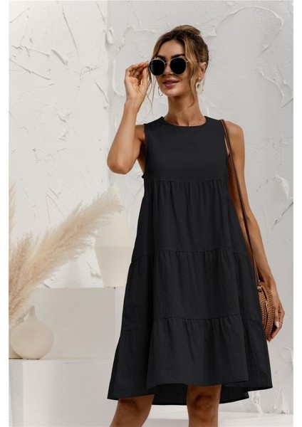 Kadın Sıfır Kol Bisiklet Yaka Aerobin Elbise