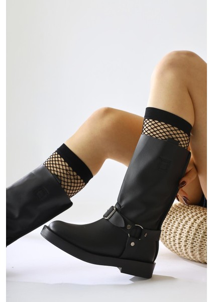 Lourd Siyah Yumuşak Derili Kemer Detaylı Bot