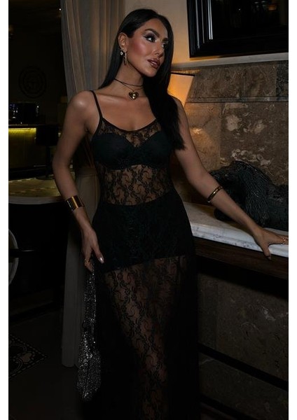 Full Dantel Askılı Elbise 2874