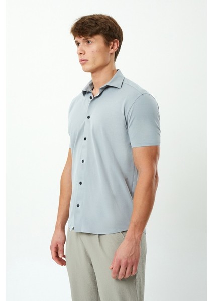 Erkek Gri Pike Gömlek