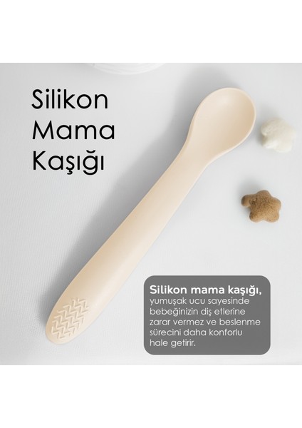 Puzzle Mama Tabağı Kaşık Seti - Silikon Vakum Tabanlı Yapboz Mama Tabağı Silikon Kaşık - Yeşil Bej modelleri