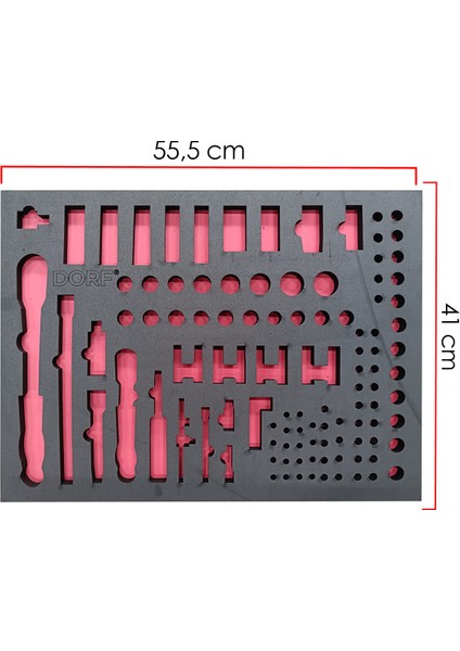 Takım Arabası Içi Düzenleyici Boş Eva Organizer Lokma ve Cırcır Kol Için 110 Adet Bölmeli Sünger 55,5cm x 41 cm fiyatları