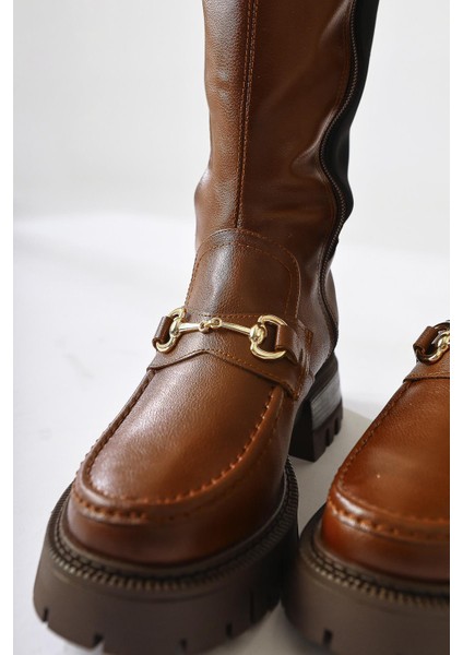 Meli Taba Toka Detaylı Dalgış Kumaşlı Tokalı Çizme fiyatları