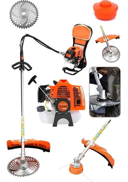 6 Hp Benzinli Sırt Tipi Tırpan 62 cc Motor Bahçe Ot Biçme Temizleme