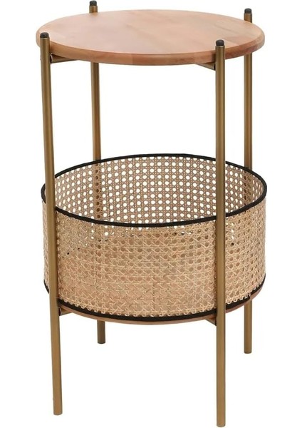 Astrid Ahşap Sehpa Eskitme Kayın Rattan 1029-3