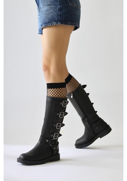 Luella Siyah Kemer Aksesuarlı Fermuarlı Çizme modelleri