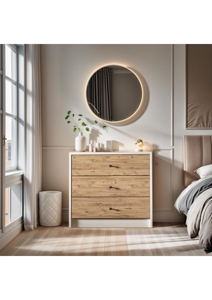 3 Çekmeceli 2 Renkli Şifonyer