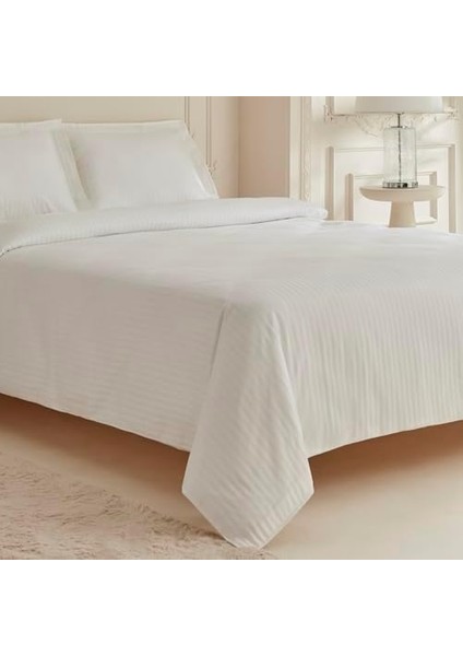 Home White Collection Minas 94 TEL%100 Pamuk, Saten Çift Kişilik Nevresim Takımı, Çizgili Beyaz fiyatları