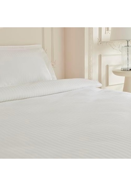 Home White Collection Minas 94 TEL%100 Pamuk, Saten Çift Kişilik Nevresim Takımı, Çizgili Beyaz modelleri