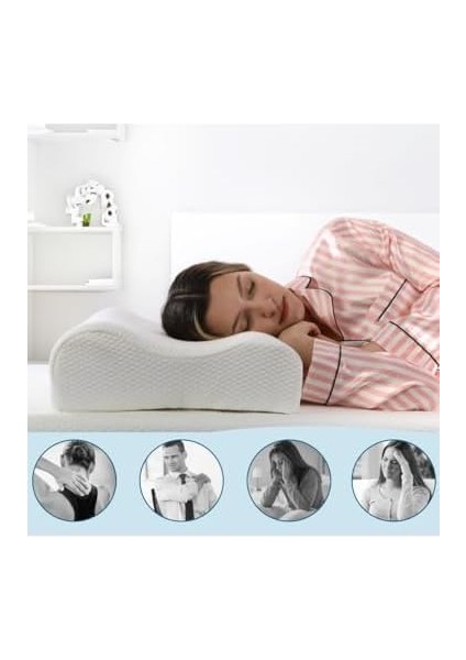 Çift Taraflı Visko Boyun Destek Yastığı, Visco Boyun Yastığı, Büyük Boy Çift Taraflı Yastık, Ortopedik Yastık, 60X40X14-12 cm fiyatları