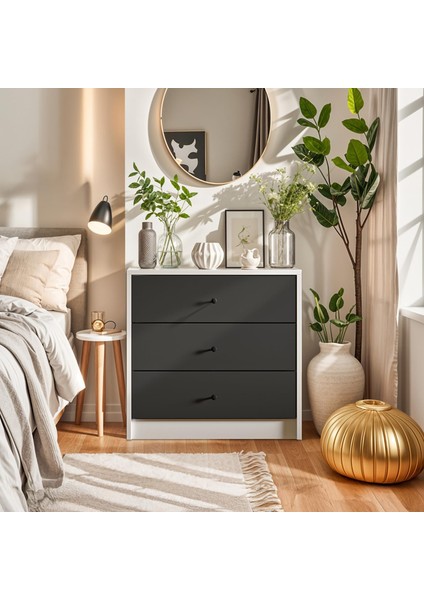 3 Çekmeceli 2 Renkli Şifonyer