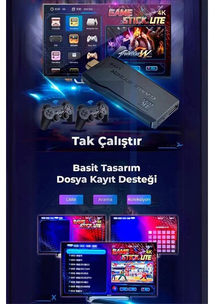 2.4g Kablosuz Çift Kol Retro Oyunlar 4K Game Stick 3500 Oyun modelleri