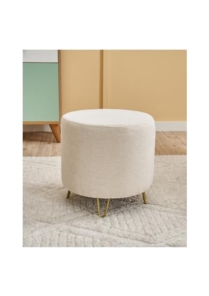 Asmara Dekoratif Puf, Metal Ayaklı, Krem Renk, Modern Tasarım modelleri