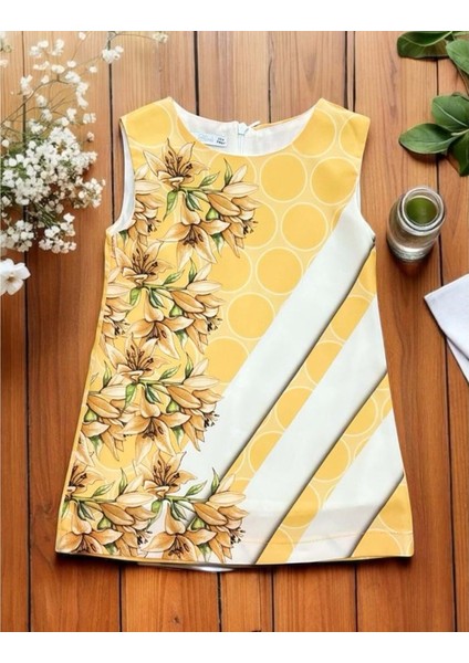 Çiçekli Baskılı Astarlı Jile - Nanıca Kıds - NNC8805 - Sarı - 2 Yaş - NNC8805-SARI-2 Yaş Sarı