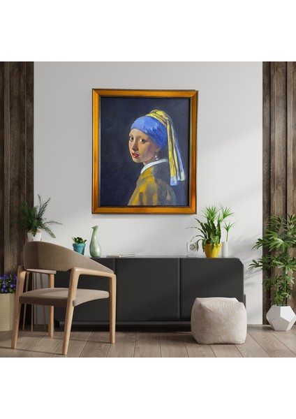 Johannes Vermeer (Inci Küpeli Kız 1665) Çerçeveli Klasik Vintage Duvar Tablo modelleri