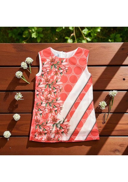 Çiçekli Baskılı Astarlı Jile - Nanıca Kıds - NNC8805 - Mercan - 3 Yaş - NNC8805-MERCAN-3 Yaş Mercan
