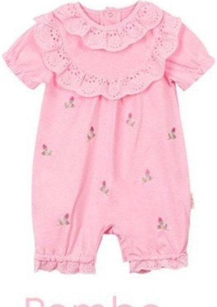 Lale Fistolu Kısa Kol Kısa Tulum Pembe