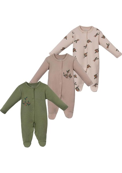 Zeytin Patikli Üçlü Tulum Set Zeytin Yeşili