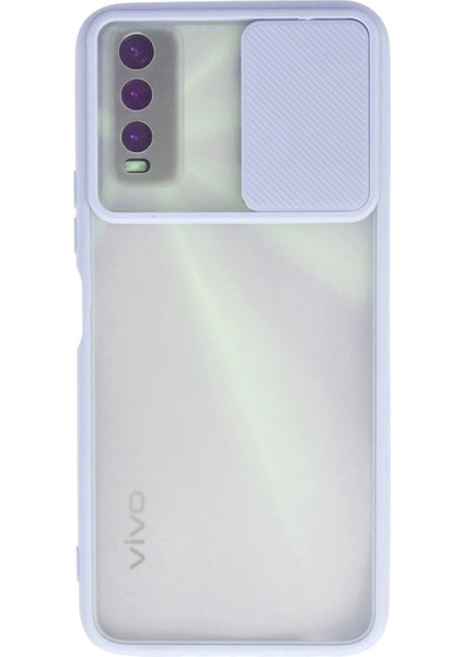 Vivo Y11S Kılıf Palm Buzlu Kamera Sürgülü Silikon - Lila - EYESO6102-5861